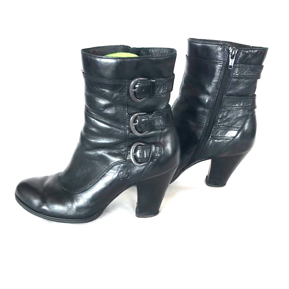 Born black leather ankle boots size 7.5M